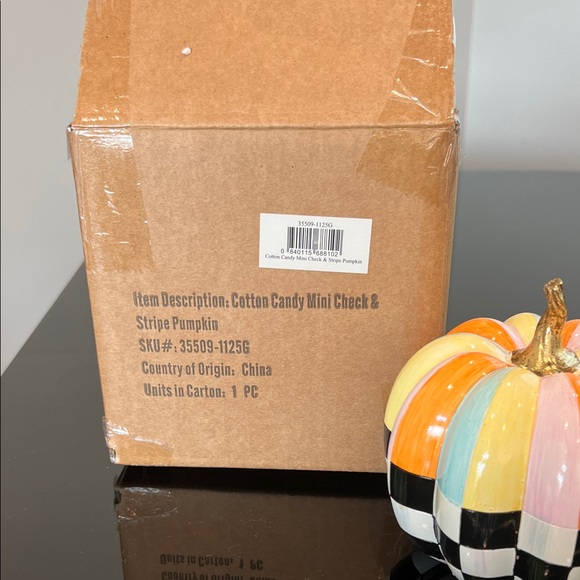 MacKenzie-Childs Cotton Candy Mini Check & Stripe Pumpkin - Picture 7 of 7